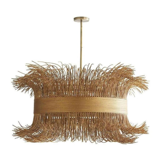 Filamento Sculptural Rattan Chandelier / Natural Rattan, Antique Brass