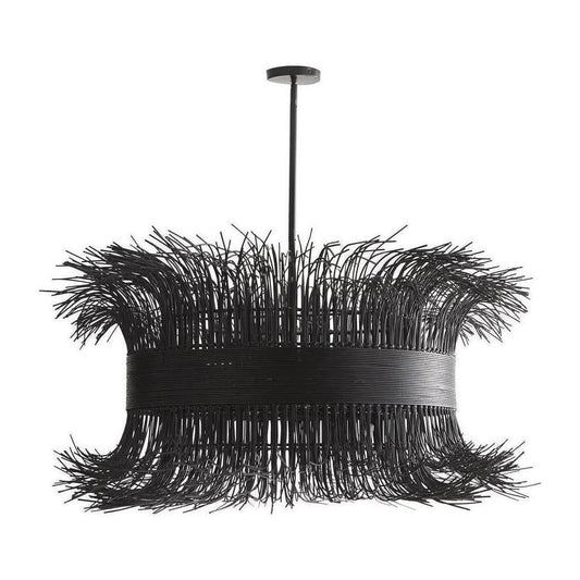 Filamento Sculptural Rattan Chandelier / Black Stained Rattan, Black