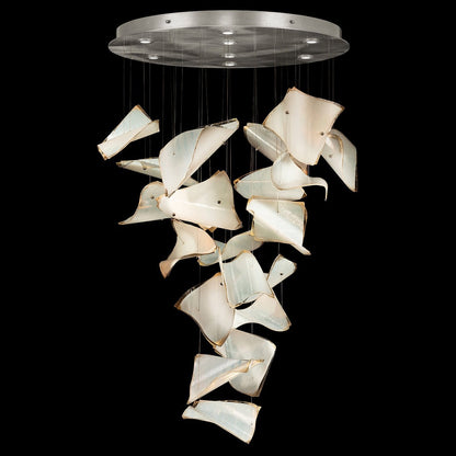 Floating Glass Pages Round Pendant