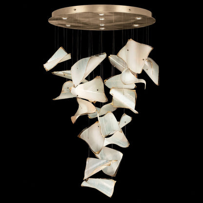 Floating Glass Pages Round Pendant