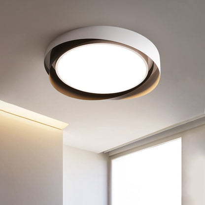 Halo Ring LED Flush Ceiling Light / ∅ 15.7″ x H 3.5″ / Dia 40cm x H 9cm (Power: ~24W) / Black & Gold / Cool Light