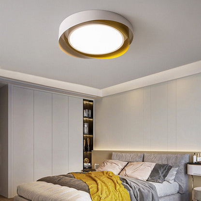 Halo Ring LED Flush Ceiling Light / ∅ 15.7″ x H 3.5″ / Dia 40cm x H 9cm (Power: ~24W) / White & White / Warm Light