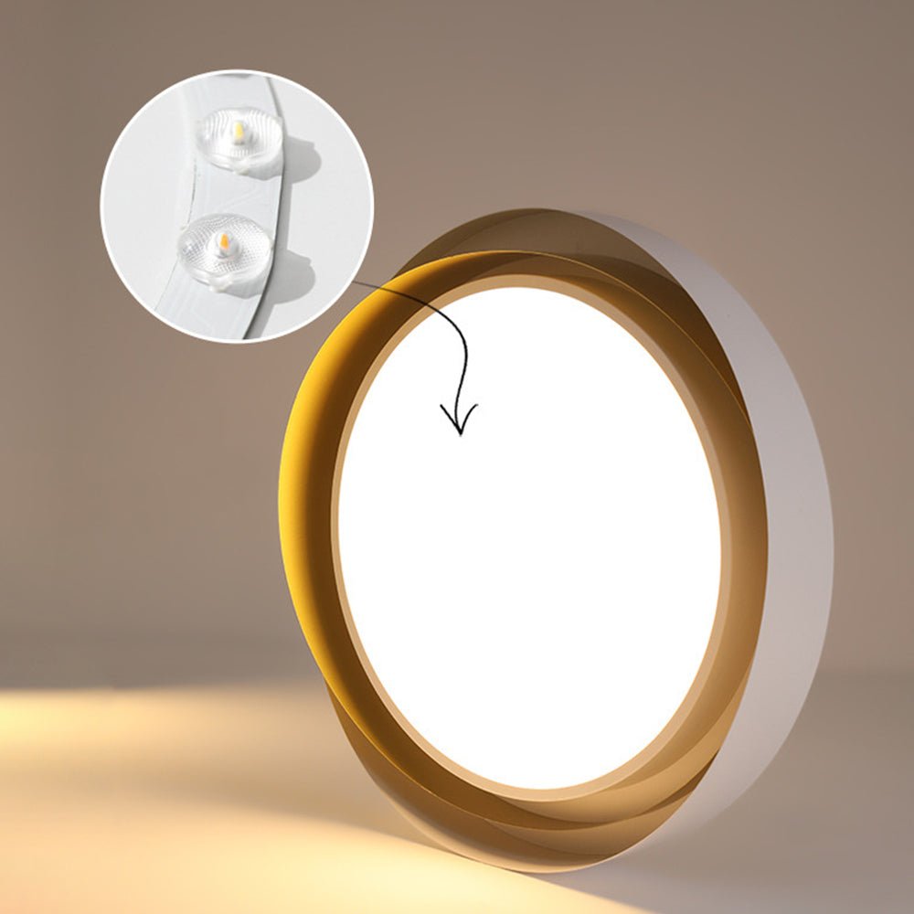 Halo Ring LED Flush Ceiling Light / ∅ 15.7″ x H 3.5″ / Dia 40cm x H 9cm (Power: ~24W) / White & White / Cool Light