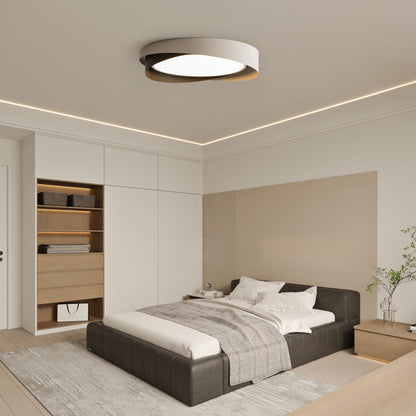 Halo Ring LED Flush Ceiling Light / ∅ 19.7″ x H 3.5″ / Dia 50cm x H 9cm (Power: ~36W) / Black & Gold / Warm Light
