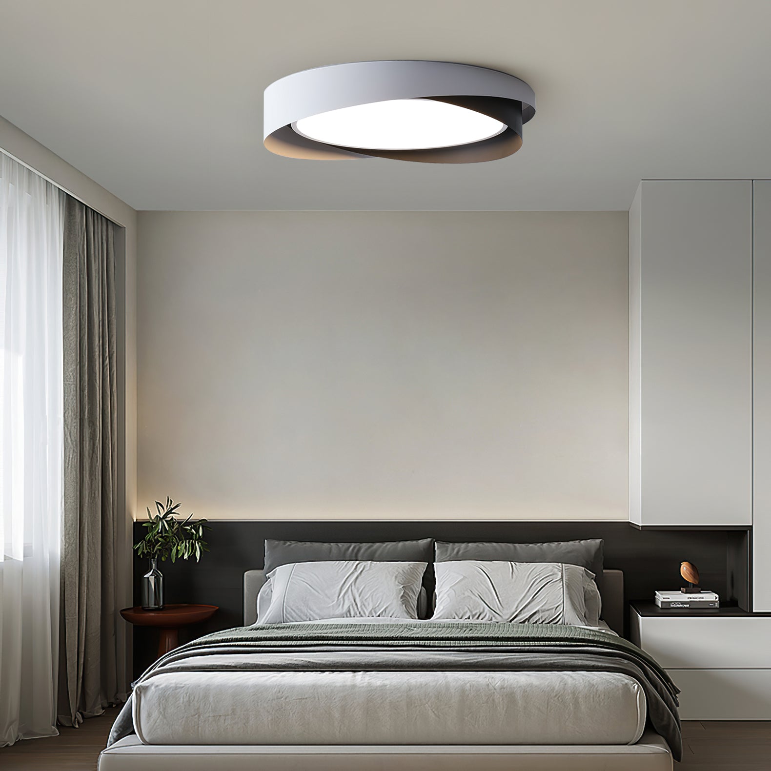 Halo Ring LED Flush Ceiling Light / ∅ 19.7″ x H 3.5″ / Dia 50cm x H 9cm (Power: ~36W) / Black & Gold / Cool Light