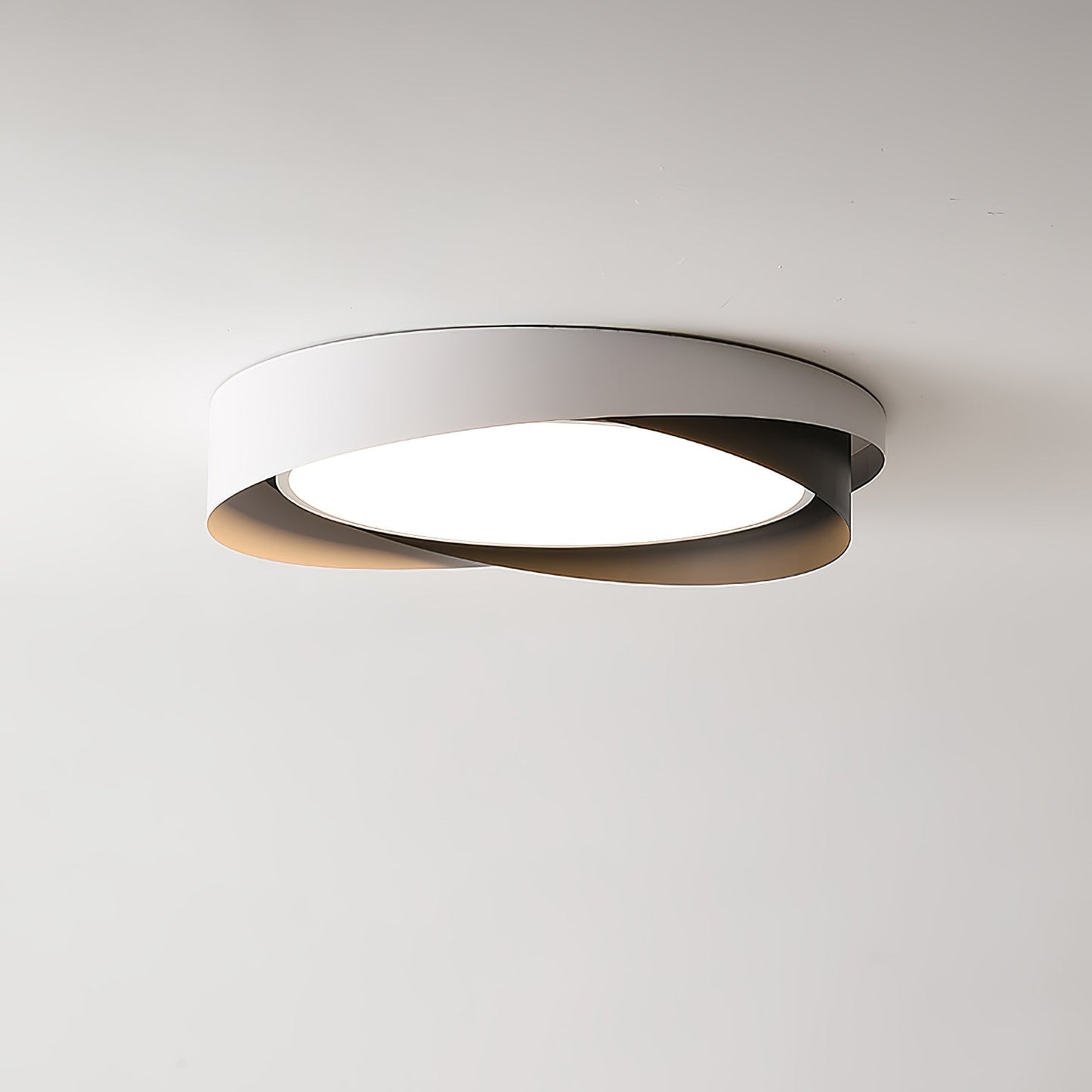 Halo Ring LED Flush Ceiling Light / ∅ 23.6″ x H 3.5″ / Dia 60cm x H 9cm (Power: ~48W) / Black & White / Warm Light
