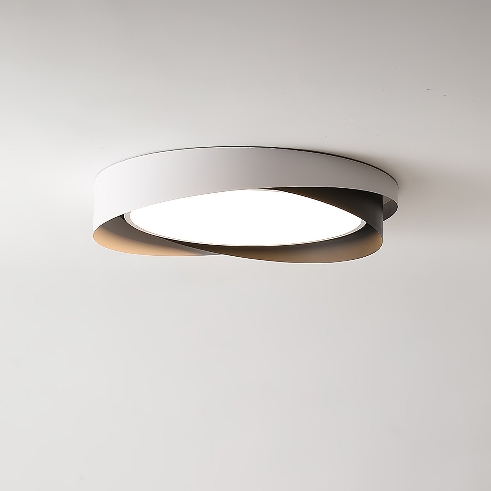 Halo Ring LED Flush Ceiling Light / ∅ 23.6″ x H 3.5″ / Dia 60cm x H 9cm (Power: ~48W) / Black & White / Warm Light