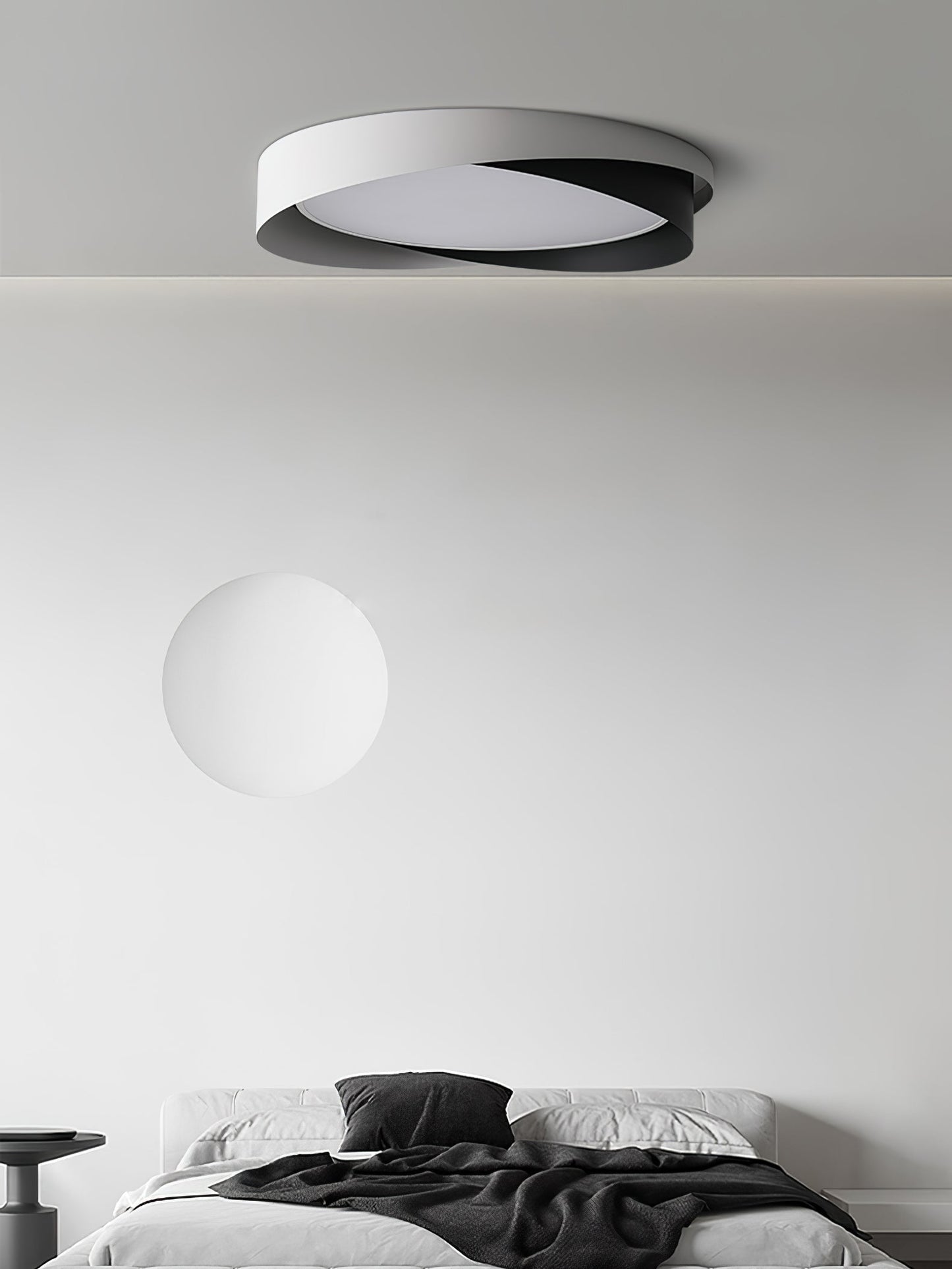 Halo Ring LED Flush Ceiling Light / ∅ 23.6″ x H 3.5″ / Dia 60cm x H 9cm (Power: ~48W) / Black & Gold / Warm Light