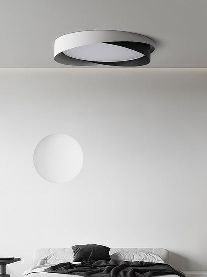 Halo Ring LED Flush Ceiling Light / ∅ 23.6″ x H 3.5″ / Dia 60cm x H 9cm (Power: ~48W) / Black & Gold / Cool Light