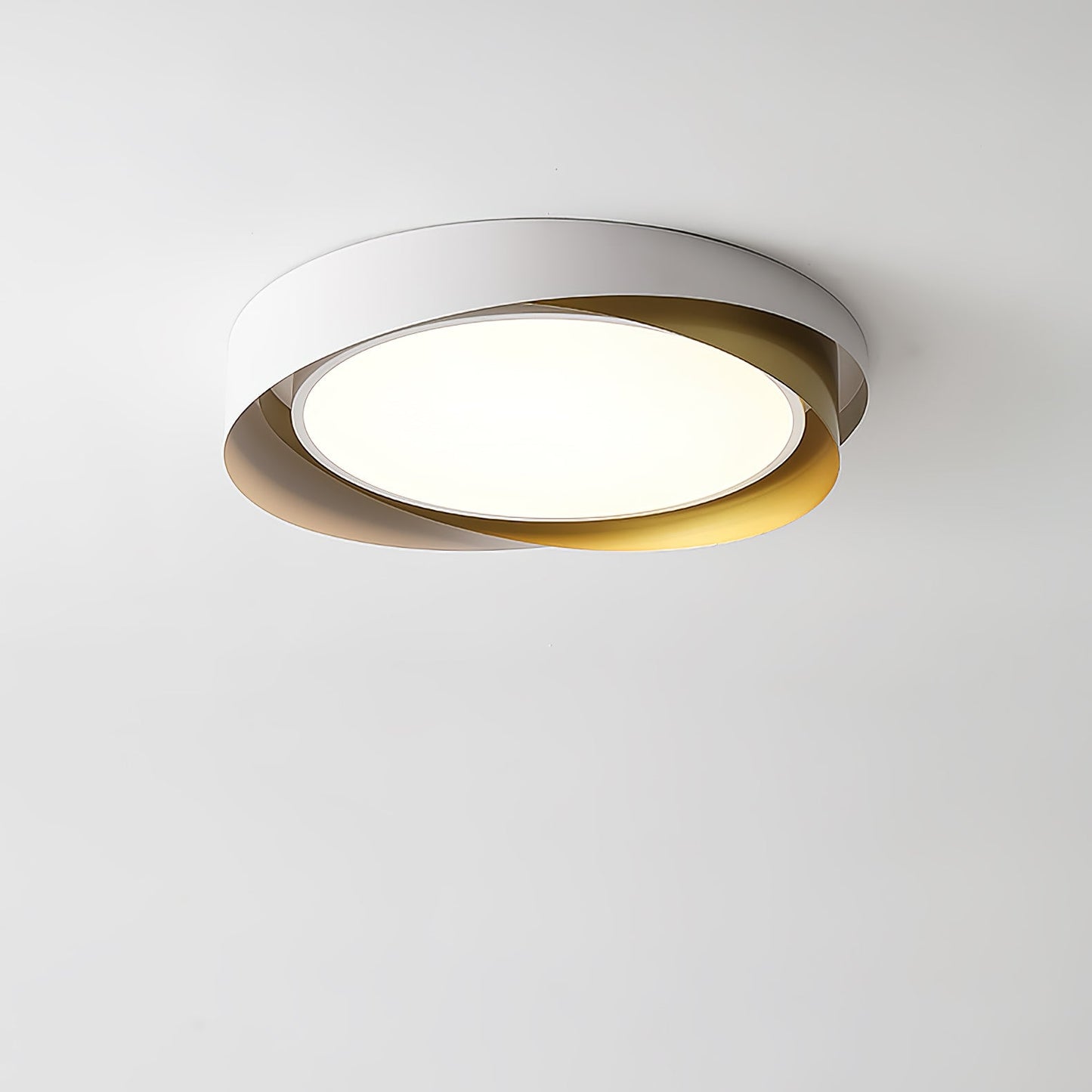 Halo Ring LED Flush Ceiling Light / ∅ 23.6″ x H 3.5″ / Dia 60cm x H 9cm (Power: ~48W) / White & White / Warm Light
