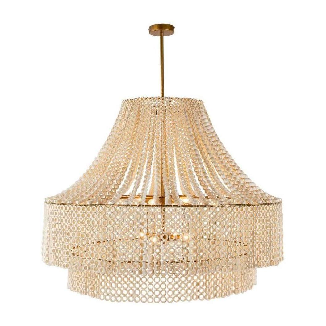 Hannie White Wood Beaded Chandelier / Large
