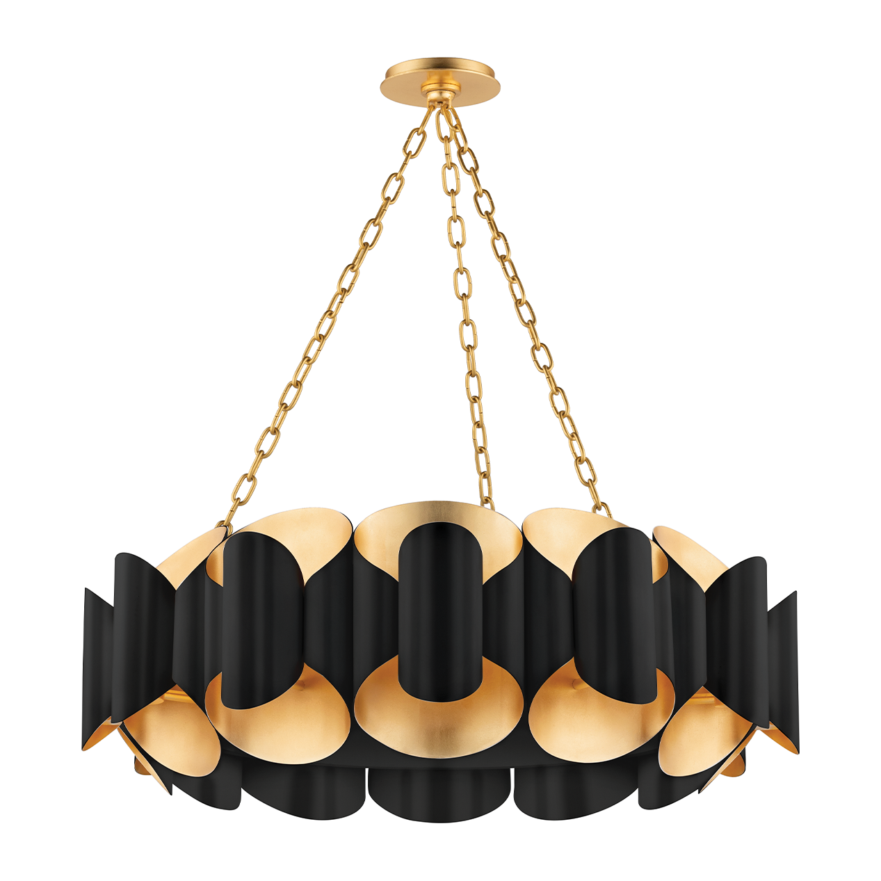 Hudson Valley Lighting Banks 12 Light 34.5 inch Chandelier Ceiling Light / Gold Leaf/Black