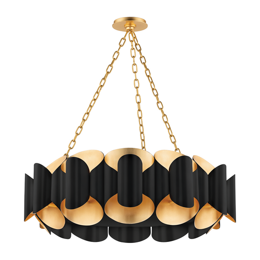 Hudson Valley Lighting Banks 12 Light 34.5 inch Chandelier Ceiling Light / Gold Leaf/Black