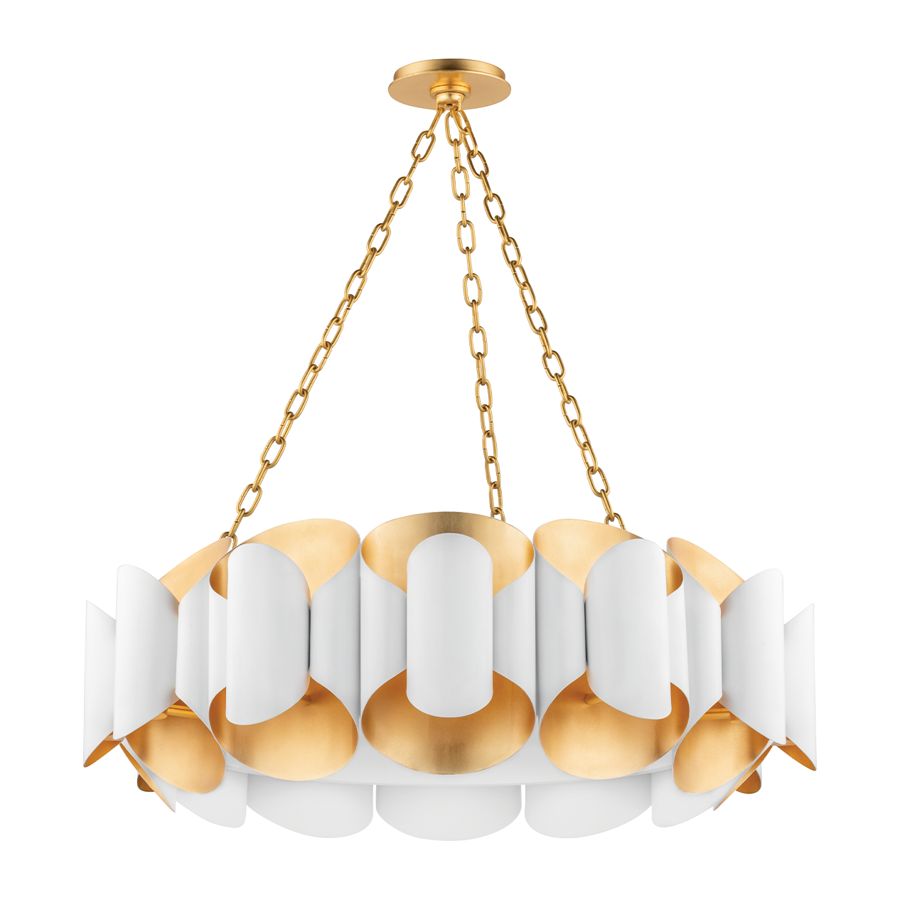 Hudson Valley Lighting Banks 12 Light 34.5 inch Chandelier Ceiling Light / Gold Leaf/White
