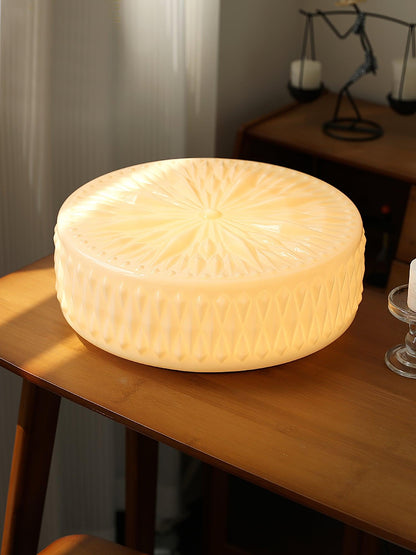 Layered Glass LED Ceiling Light / ∅ 15″ x H 5.9″ / Dia 38cm x H 15cm / Beige / Warm Light