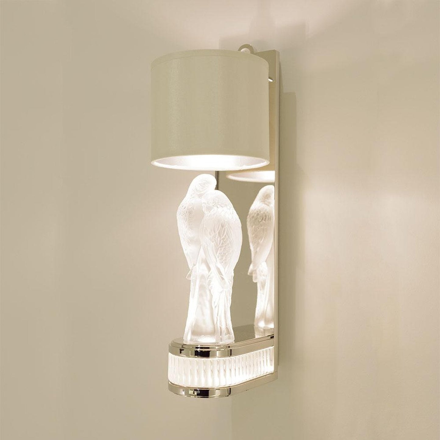 Lovebird Crystal and Silk Wall Sconce / Gilded