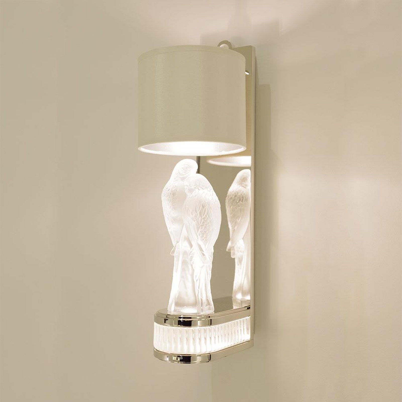 Lovebird Crystal and Silk Wall Sconce / Gilded