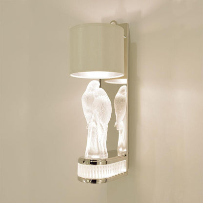 Lovebird Crystal and Silk Wall Sconce / Gilded