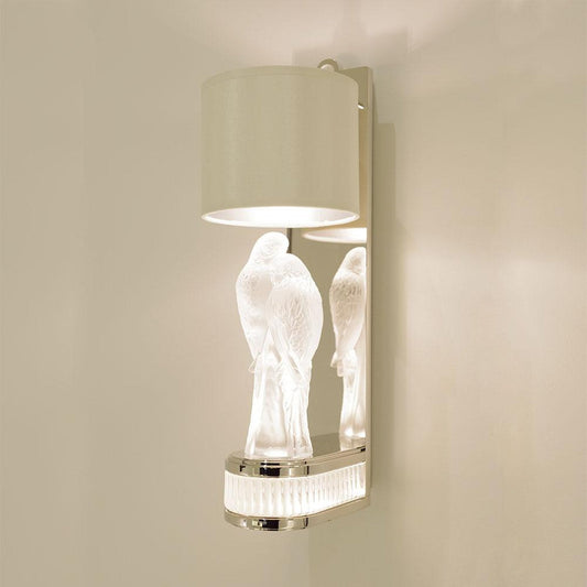 Lovebird Crystal and Silk Wall Sconce / Gilded