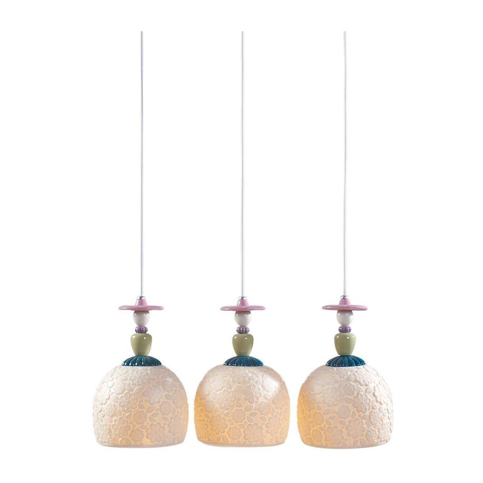 Mademoiselle Floral Three-Light Linear Pendant