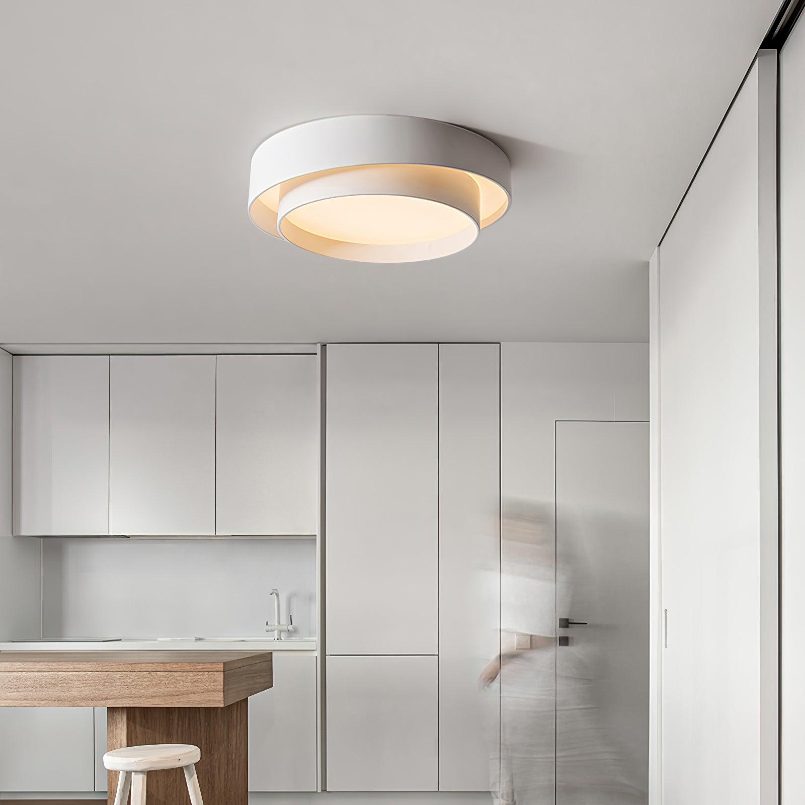 Melody Layered Ring LED Ceiling Light / ∅ 15.7″ x H 5.5″ / Dia 40cm x H 14cm / White / Cool Light