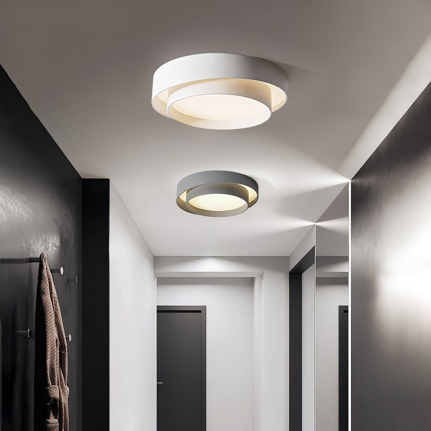 Melody Layered Ring LED Ceiling Light / ∅ 15.7″ x H 5.5″ / Dia 40cm x H 14cm / Grey / Warm Light
