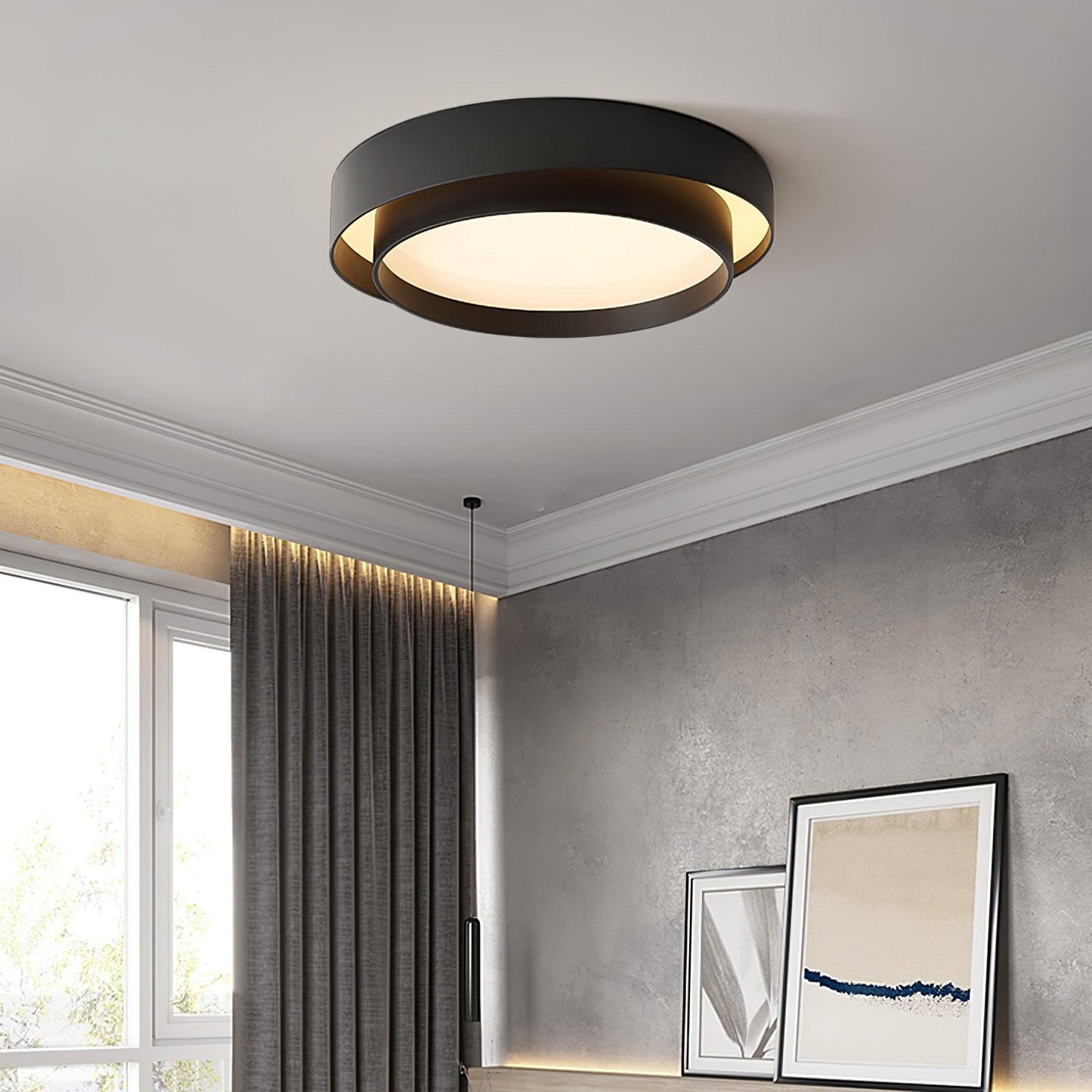 Melody Layered Ring LED Ceiling Light / ∅ 15.7″ x H 5.5″ / Dia 40cm x H 14cm / Grey / Cool Light