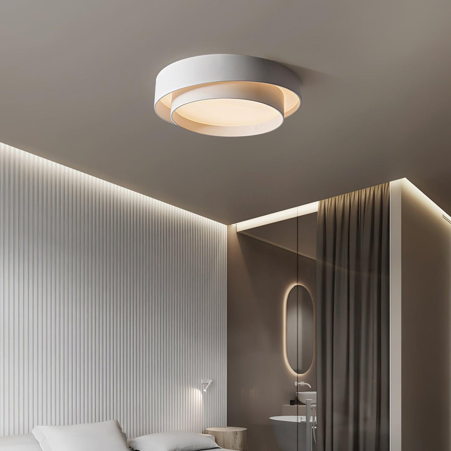 Melody Layered Ring LED Ceiling Light / ∅ 19.7″ x H 5.5″ / Dia 50cm x H 14cm / Black / Warm Light