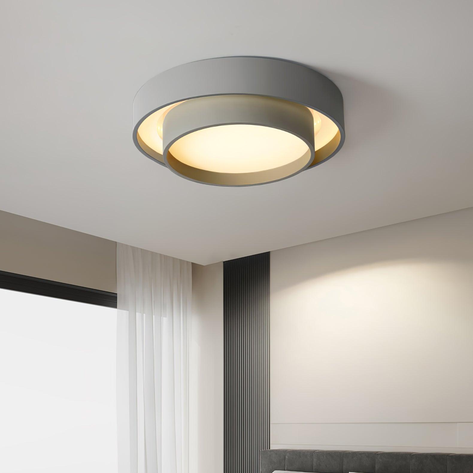 Melody Layered Ring LED Ceiling Light / ∅ 19.7″ x H 5.5″ / Dia 50cm x H 14cm / Black / Cool Light