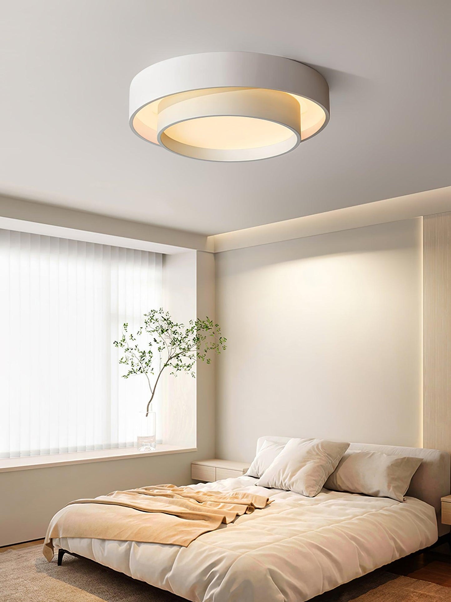 Melody Layered Ring LED Ceiling Light / ∅ 19.7″ x H 5.5″ / Dia 50cm x H 14cm / Grey / Warm Light