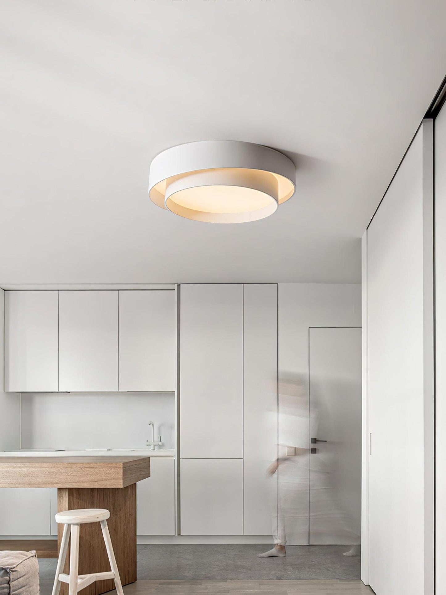 Melody Layered Ring LED Ceiling Light / ∅ 19.7″ x H 5.5″ / Dia 50cm x H 14cm / Grey / Cool Light