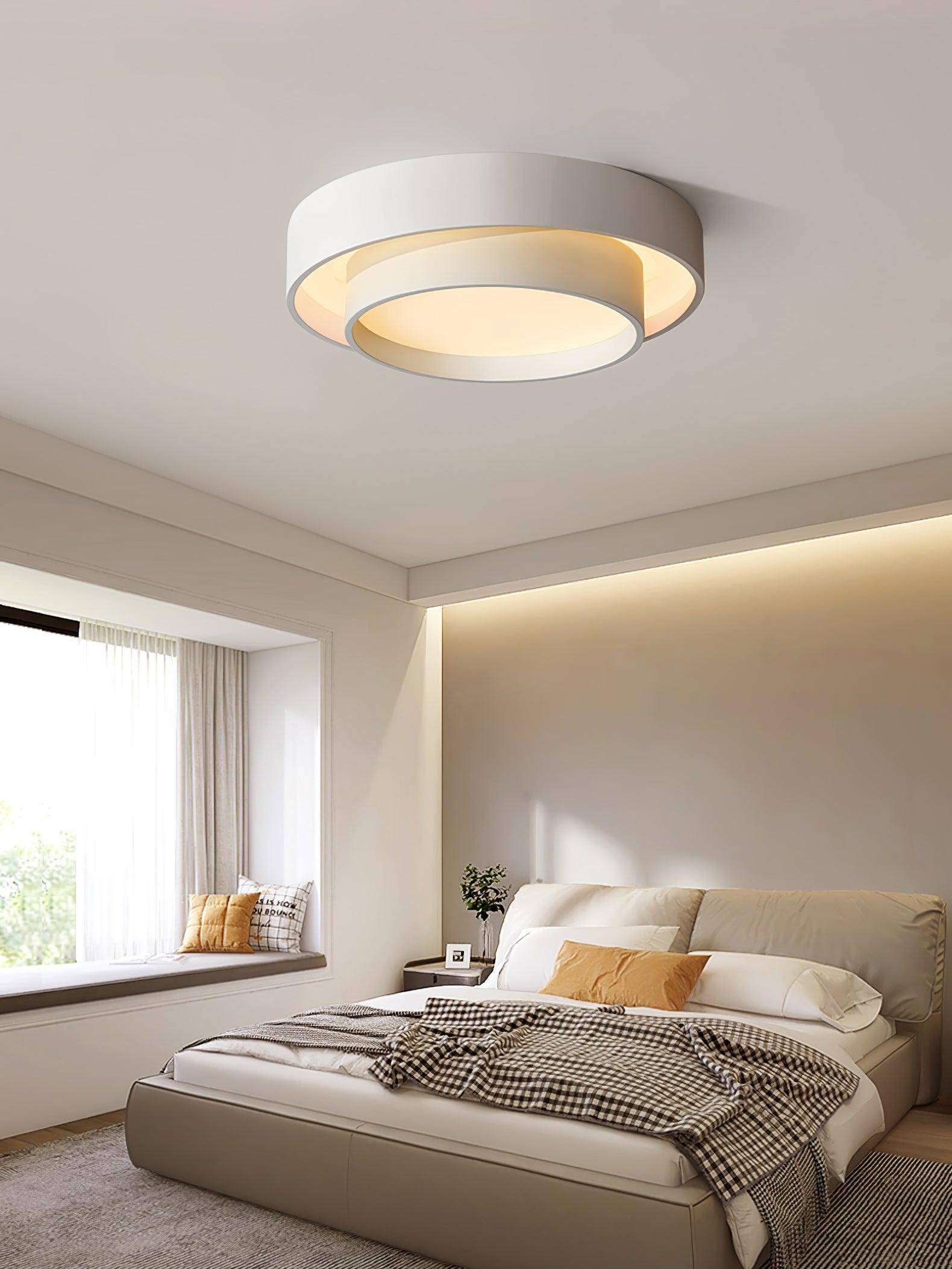 Melody Layered Ring LED Ceiling Light / ∅ 23.6″ x H 5.5″ / Dia 60cm x H 14cm / Black / Warm Light