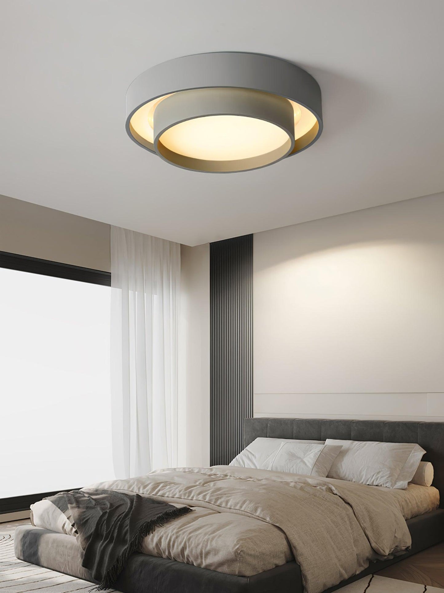 Melody Layered Ring LED Ceiling Light / ∅ 23.6″ x H 5.5″ / Dia 60cm x H 14cm / Black / Cool Light