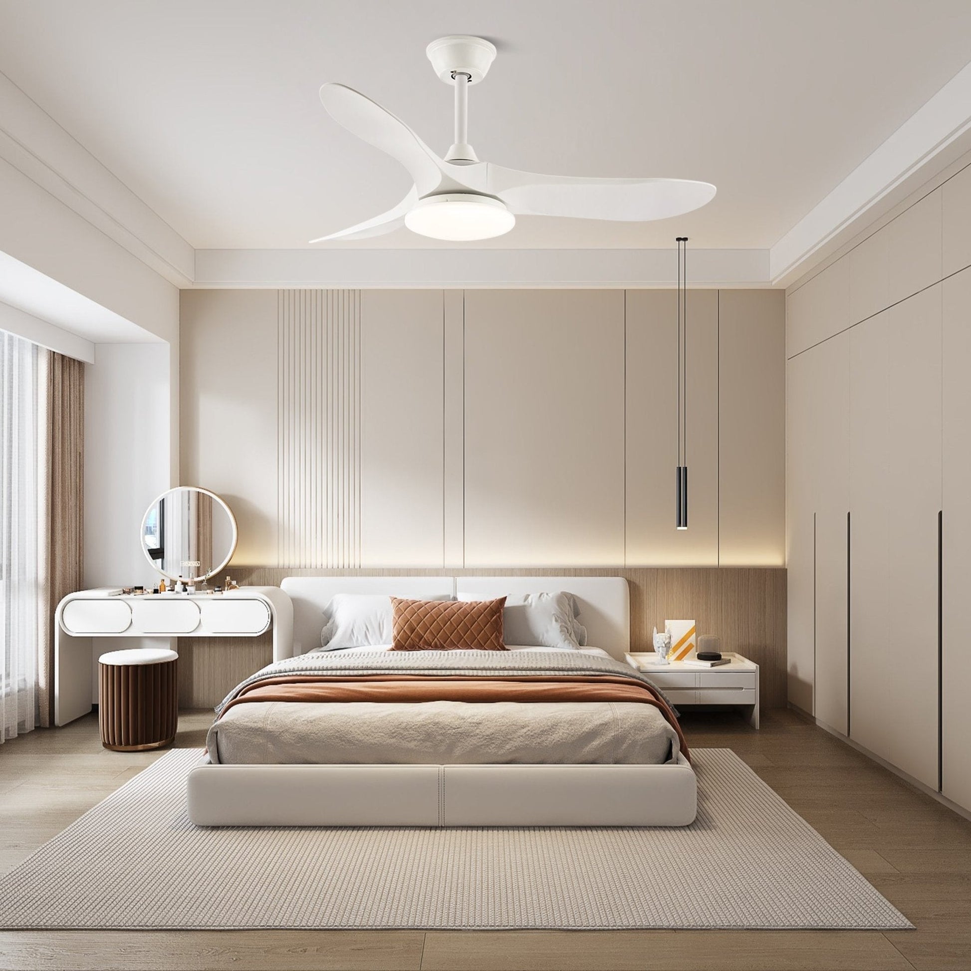 Modern Timber Blade LED Ceiling Fan
