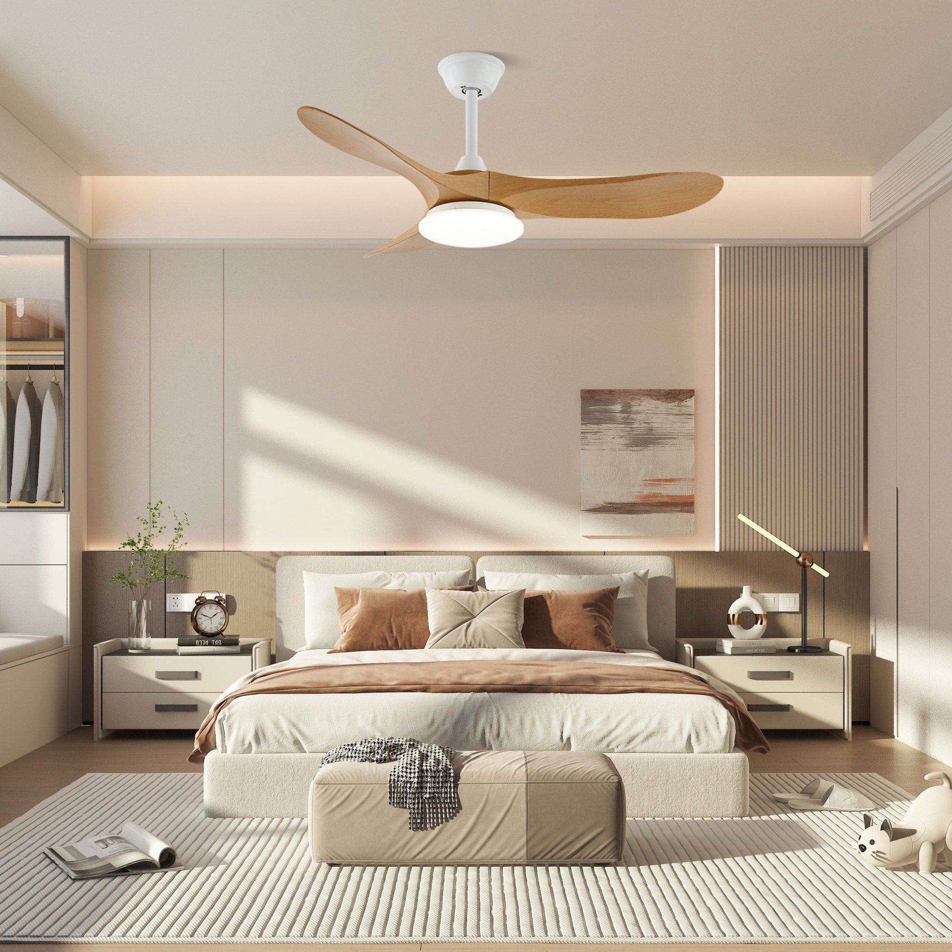 Modern Timber Blade LED Ceiling Fan