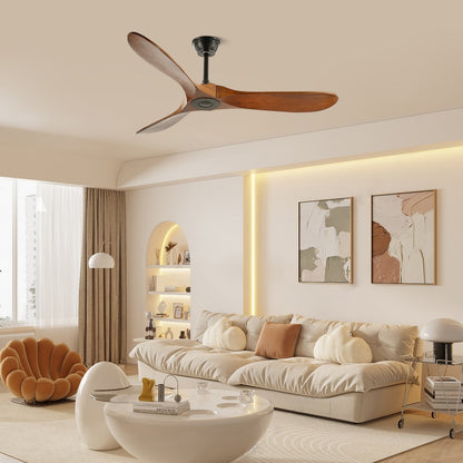 Modern Timber Blade LED Ceiling Fan
