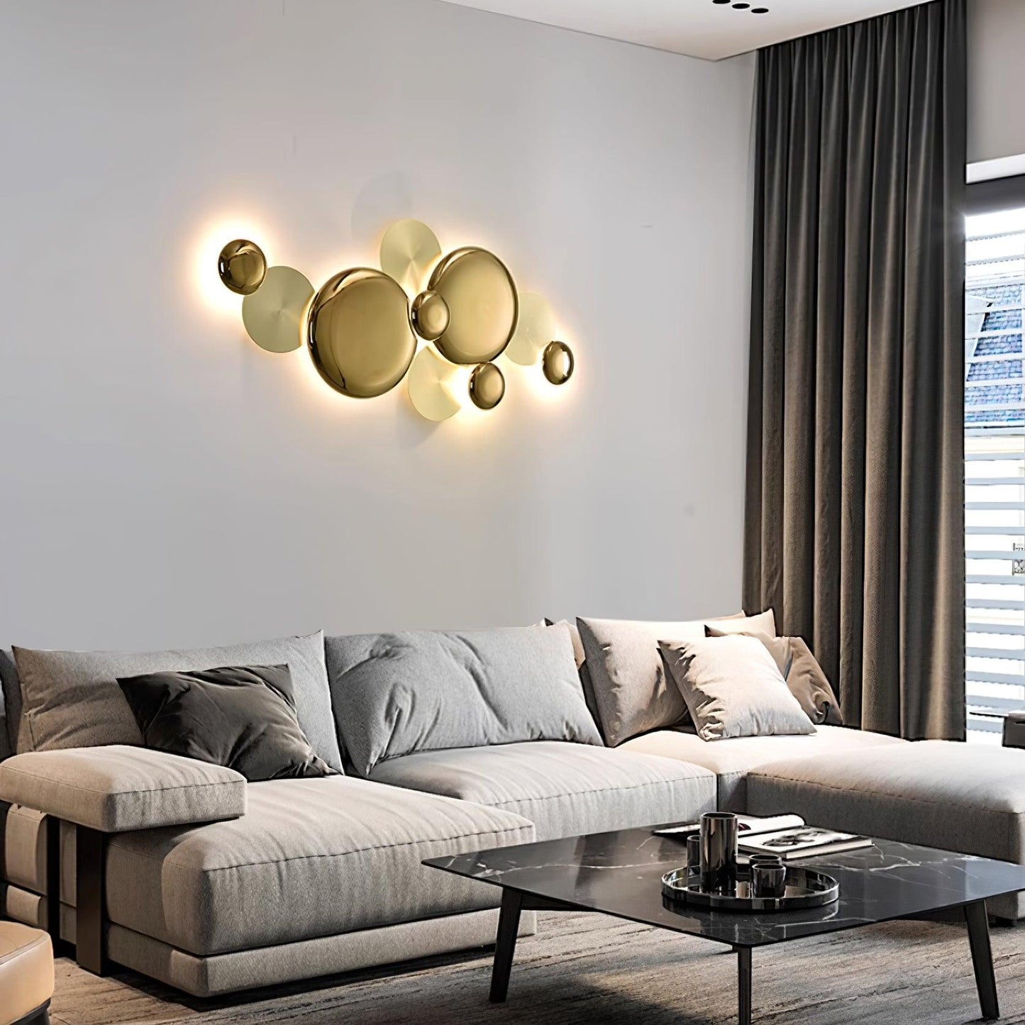 Pisco Branching Gold Wall Light / L 39.3″  x H 16.1″ Set of 2 / Gold & Marbling