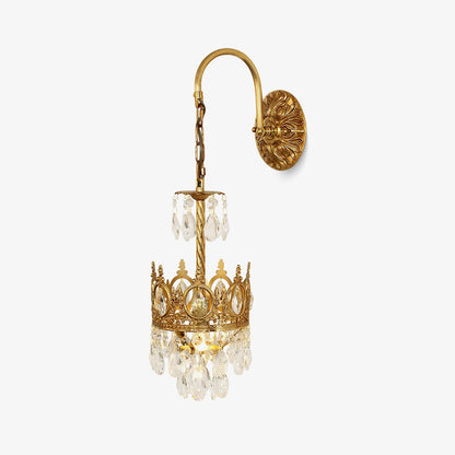 Regal Crystal Crown Wall Sconce / ∅ 6.3″ x H 24.4″ / Dia 16cm x H 62cm / Copper & Clear crystal