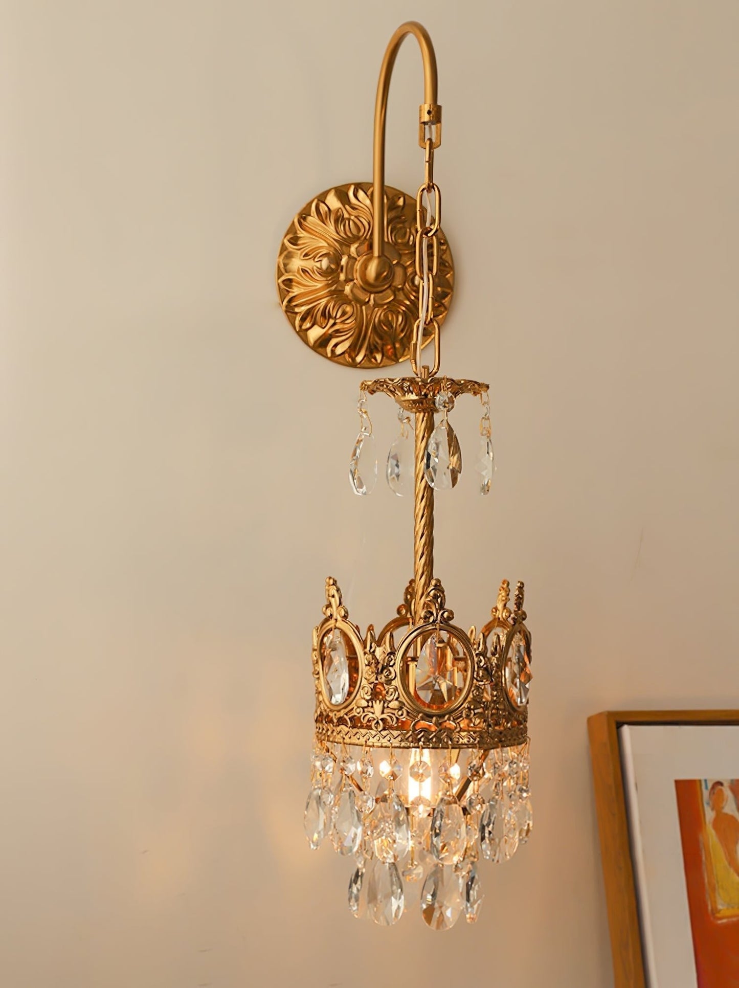 Regal Crystal Crown Wall Sconce