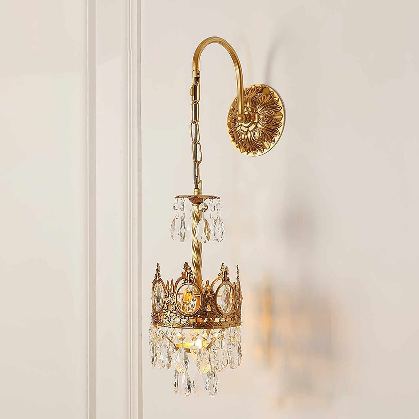 Regal Crystal Crown Wall Sconce