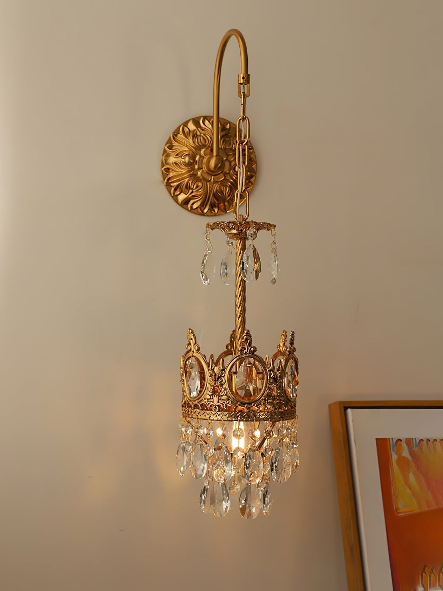Regal Crystal Crown Wall Sconce