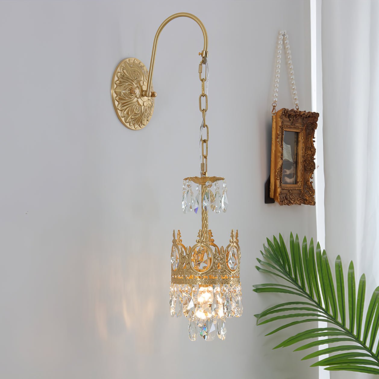 Regal Crystal Crown Wall Sconce