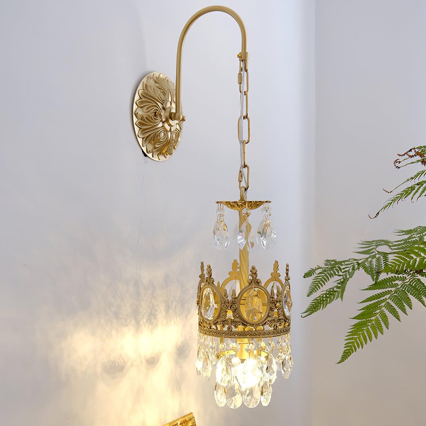 Regal Crystal Crown Wall Sconce