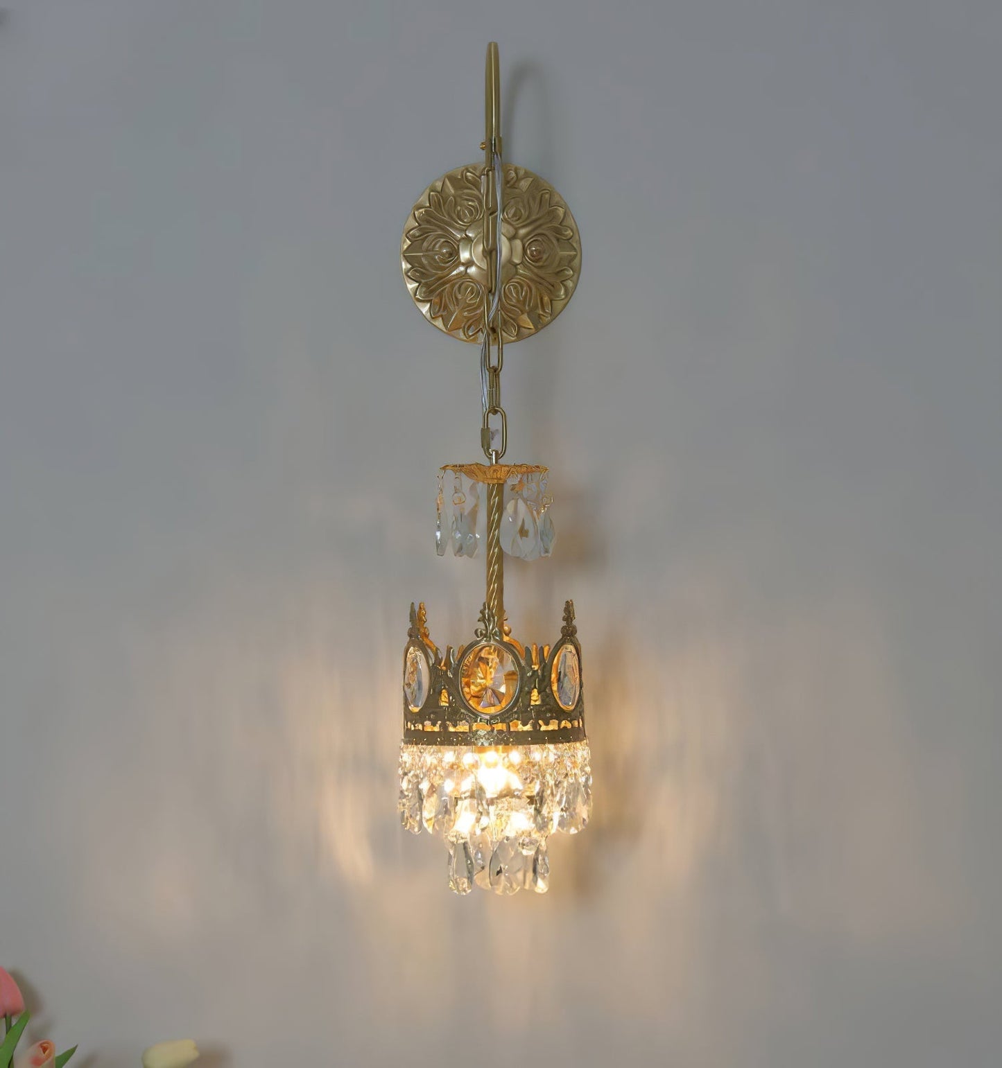 Regal Crystal Crown Wall Sconce