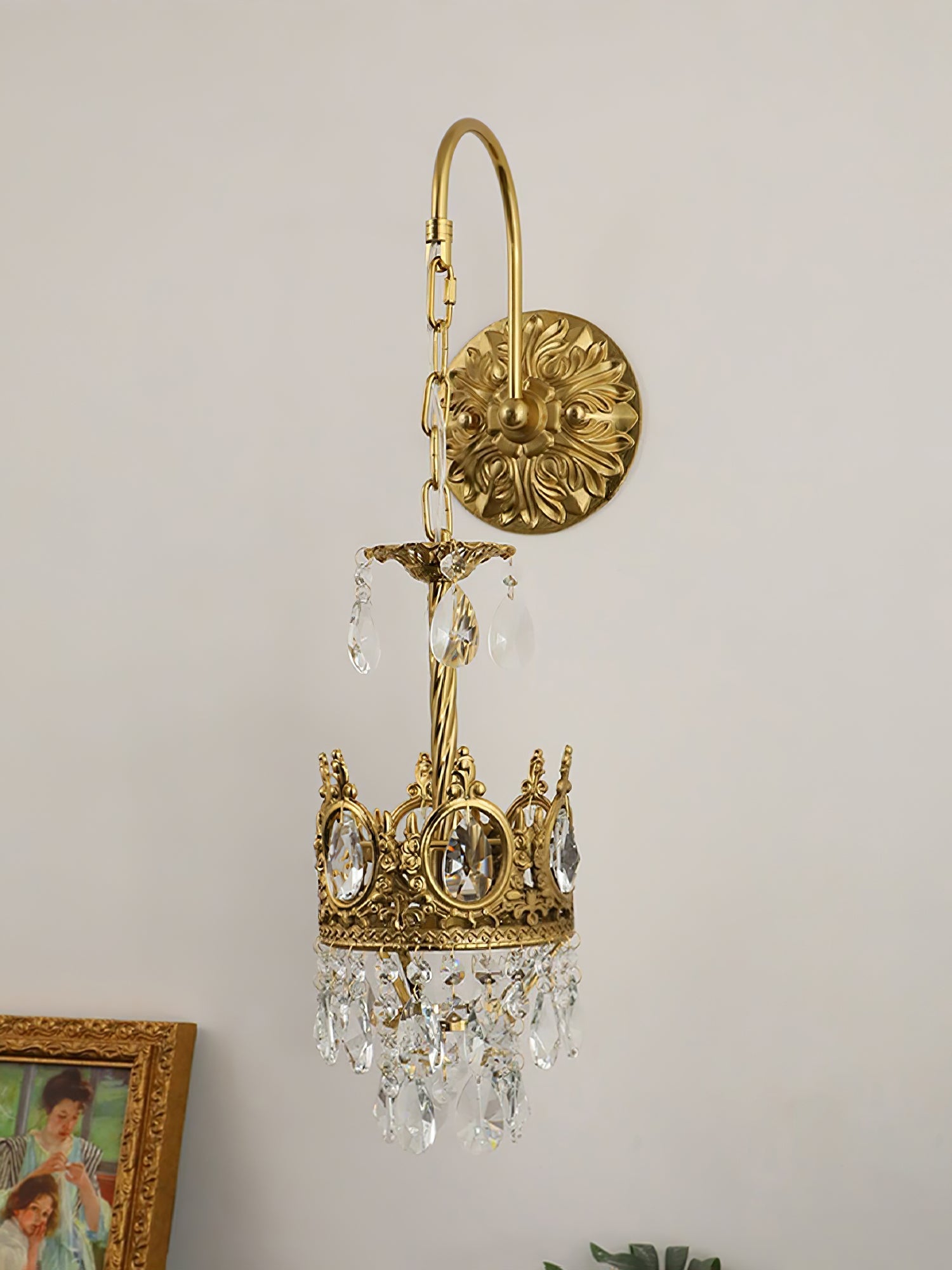 Regal Crystal Crown Wall Sconce