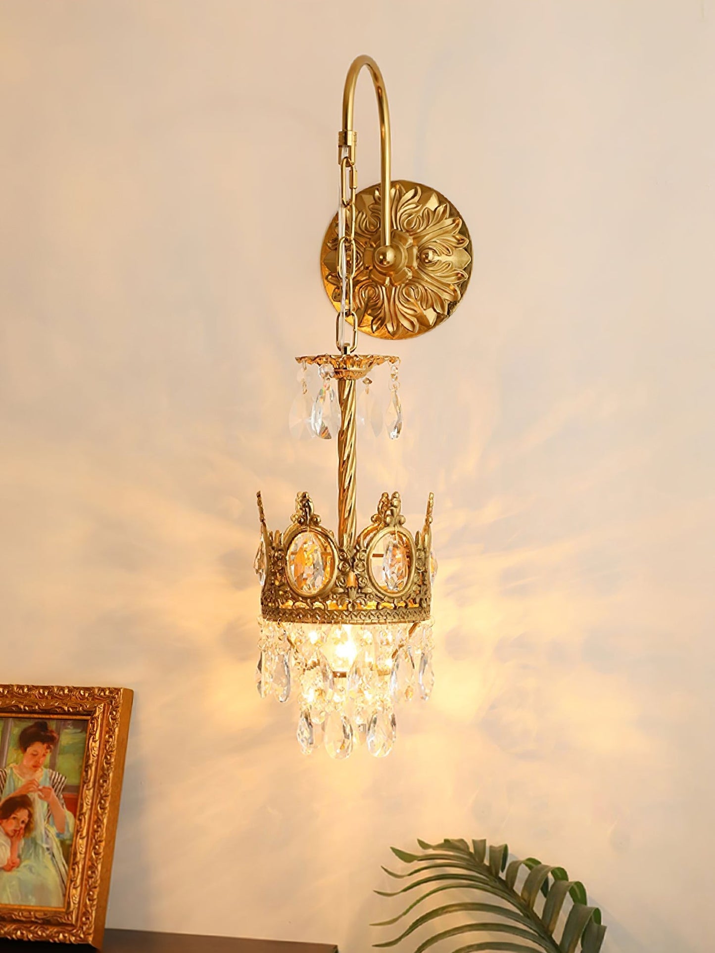 Regal Crystal Crown Wall Sconce
