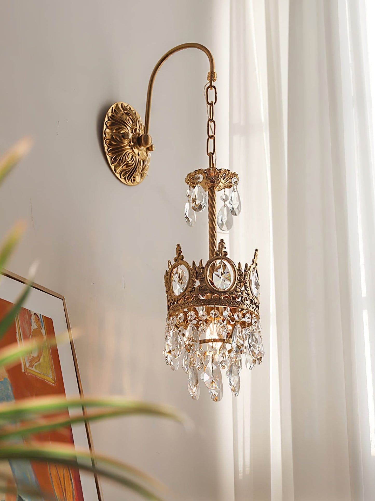Regal Crystal Crown Wall Sconce
