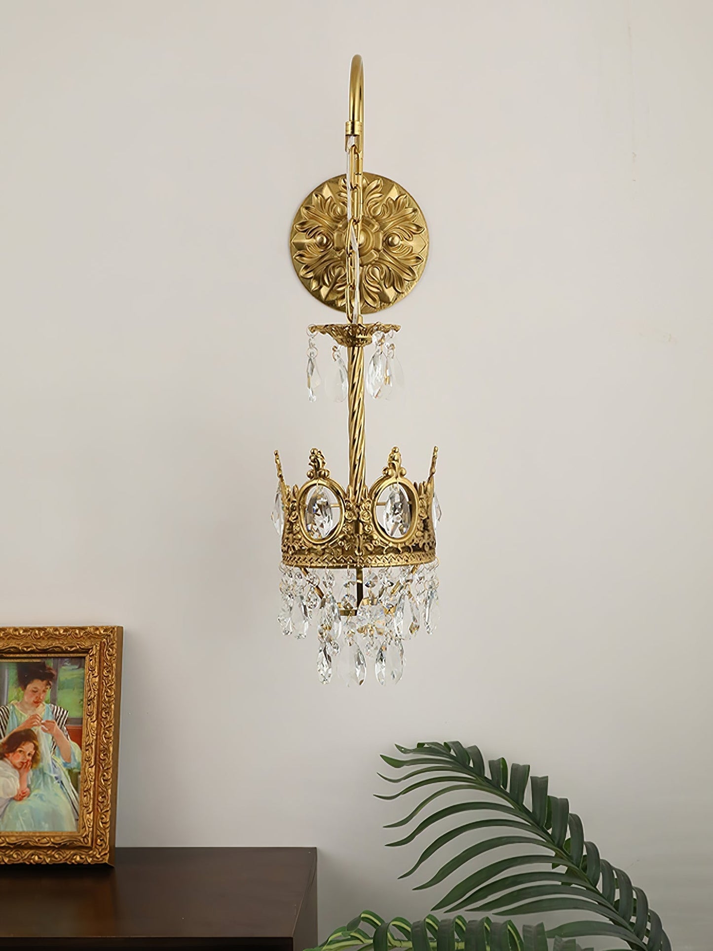 Regal Crystal Crown Wall Sconce