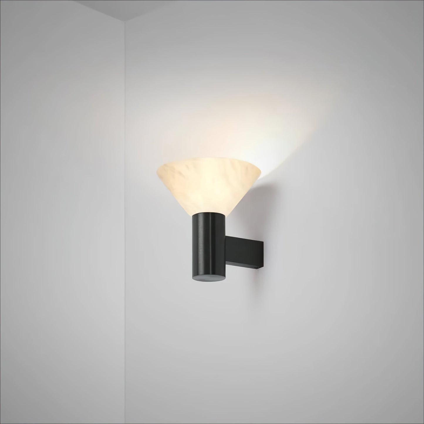 Sculptural Alabaster Cone Wall Light