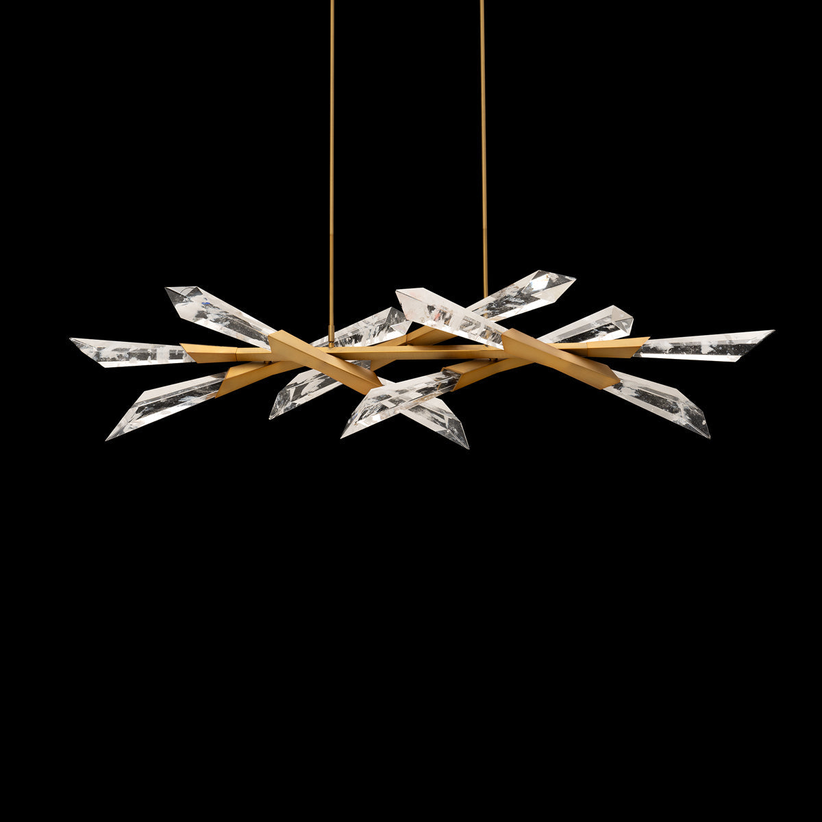 Solitude Quartz Crystal Linear Pendant / Aged Brass
